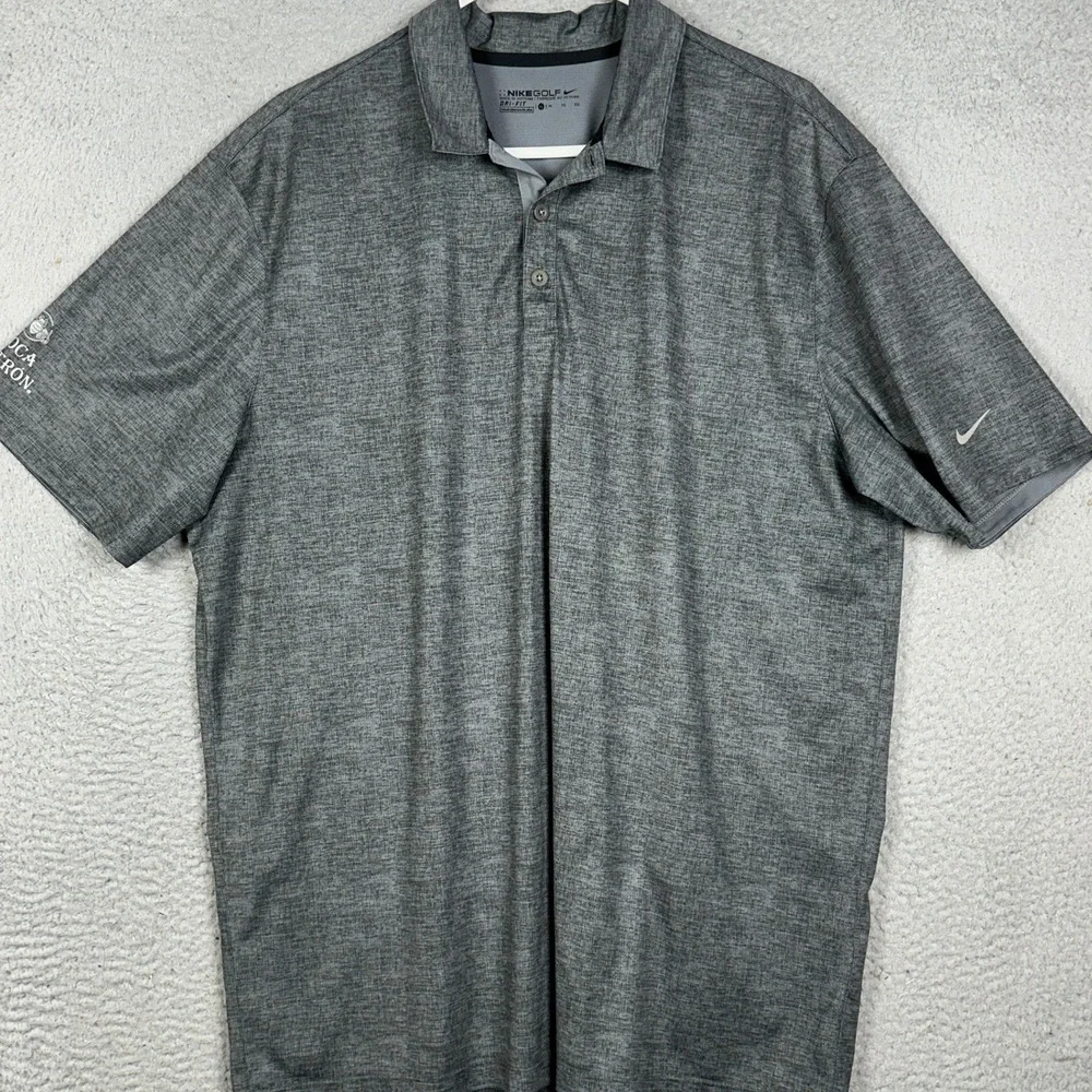 Nike Golf Polo Shirt Mens XL Grey Heather Dri-Fit Performance Rugby Short Sleeve